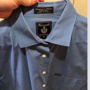Women's Large Faconnable Shirt, NEW, Blue